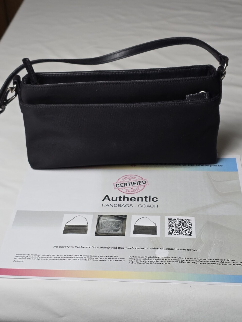 Black Coach Mercer Demi Clutch Hand Bag W/COA